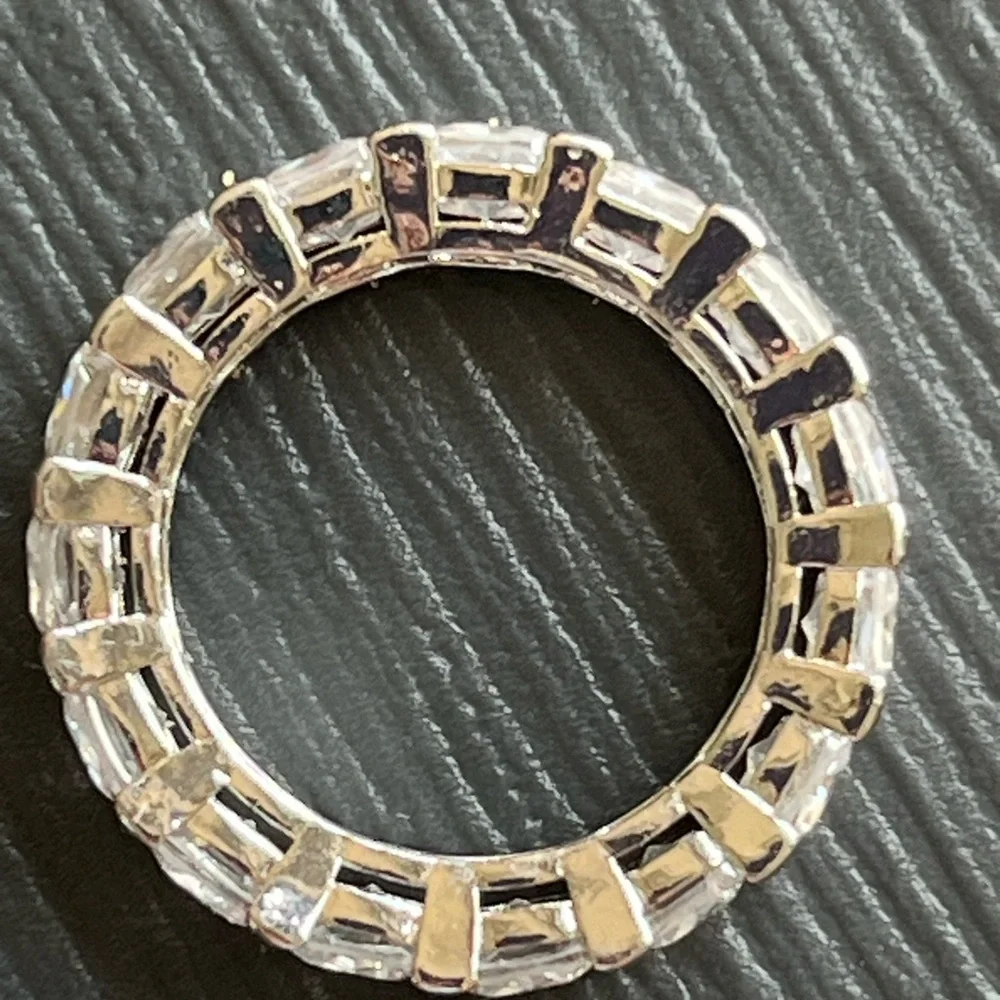 NIB Silver Plated Crystal Eternity Band Sz 8
